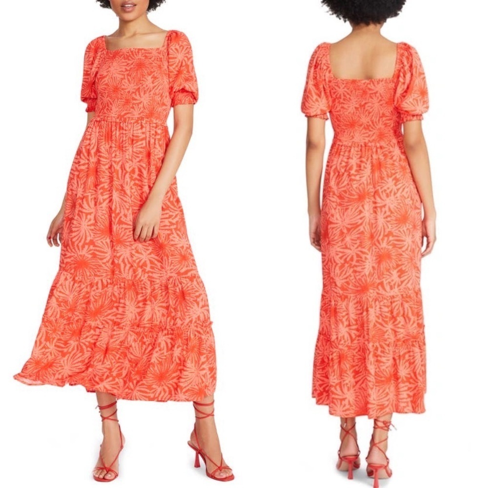 NWT Betsey Johnson Palms of Paradise Maxi Dress in Spicy Orange